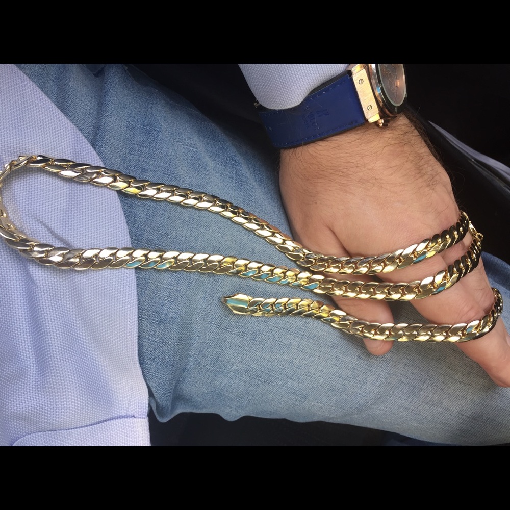 14k gold 10mm Cuban set